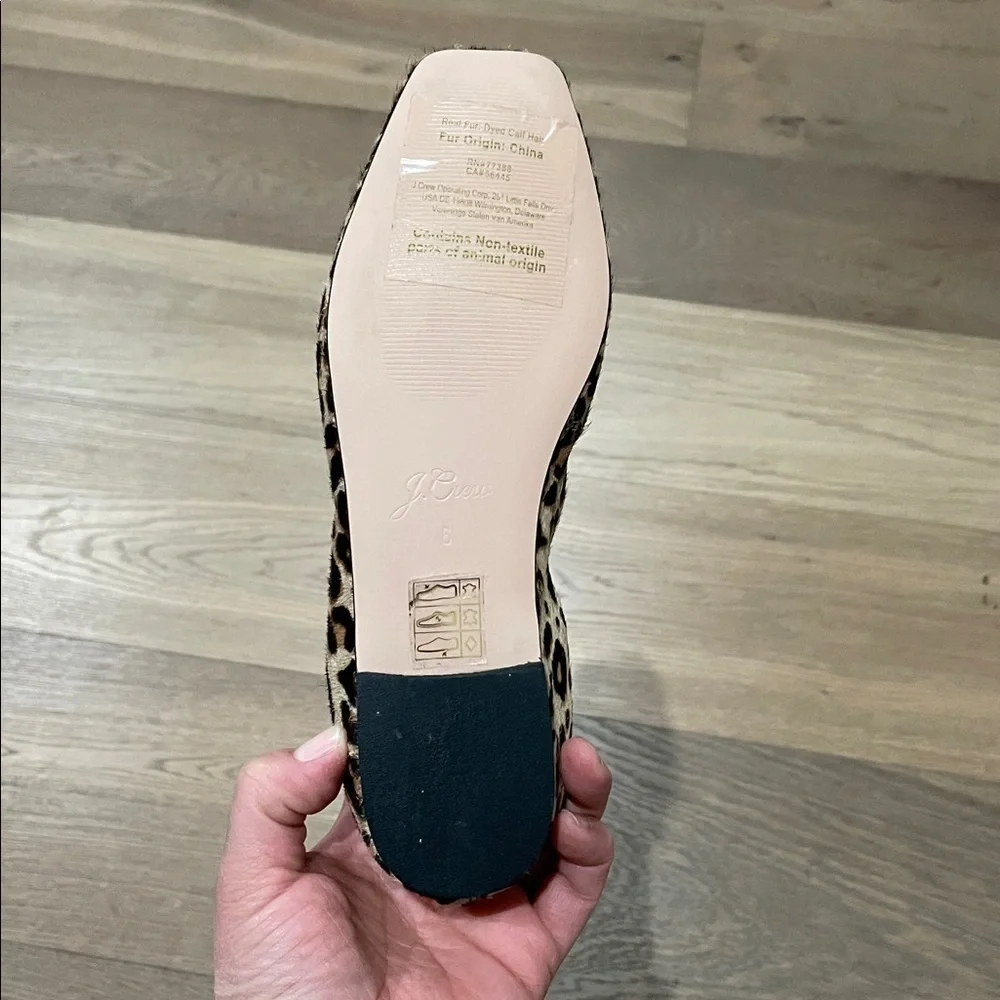 J. Crew Anya Scrunchie Ballet Flats in Calf Hair Size 6 Leopard Print